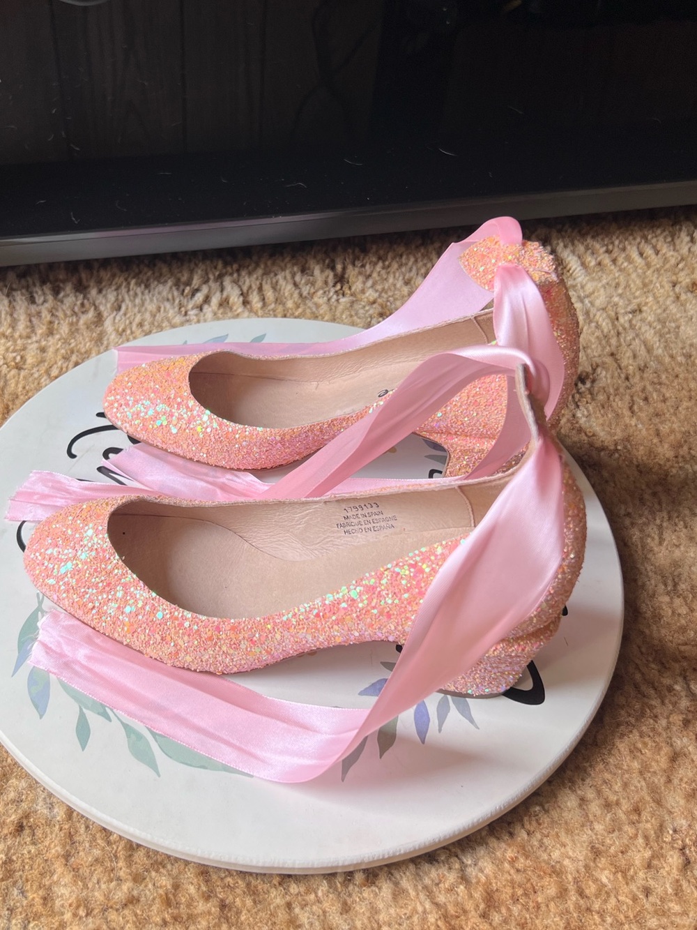 Free People Pink Glitter Lana Block Heels size women’s 9. - Picture 13 of 17
